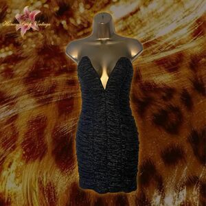 Trixxi Women's Black and Gold Ruched Mini Dress